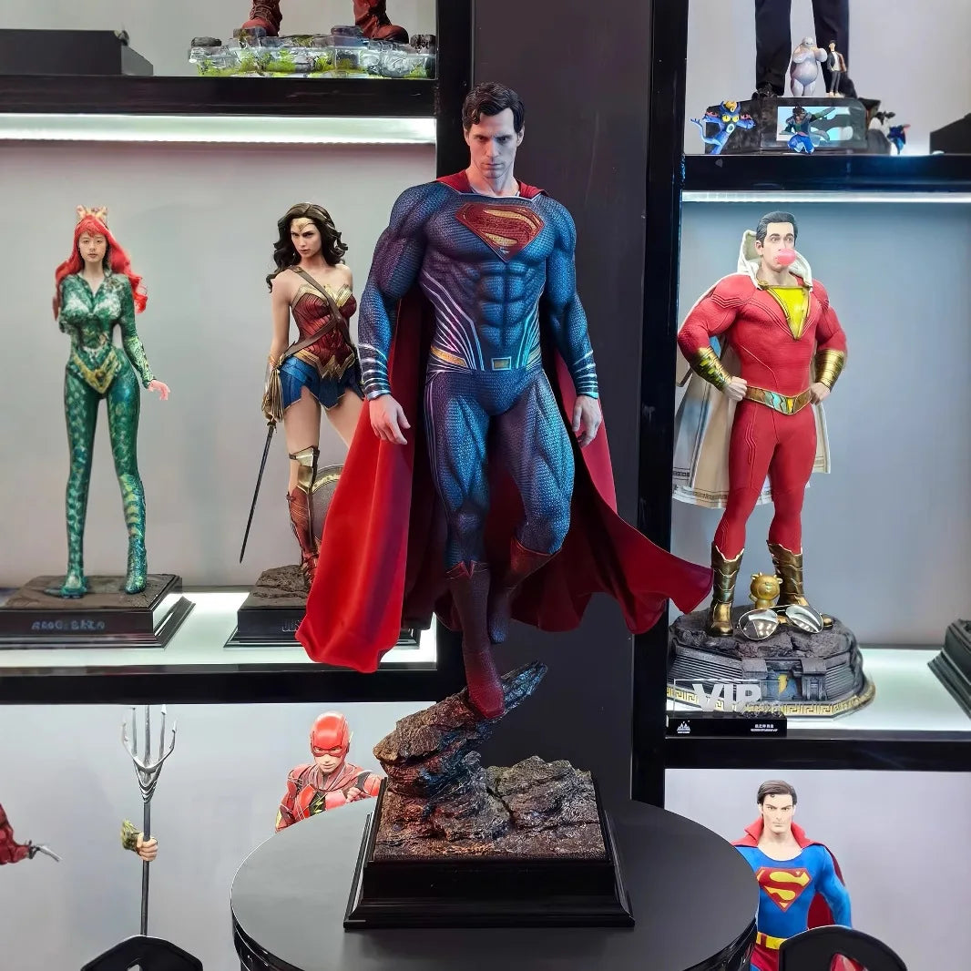 50cm Superman Anime Figure Superm Dawn Of Justice Action Figure Pvc 2 Heads 2 Hands Statue Ornament Children Toys Gift