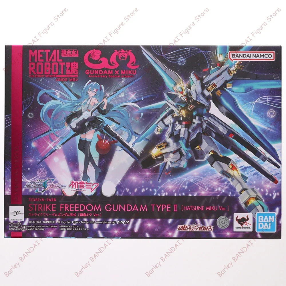 Original In Stock BANDAI METAL ROBOT MR SIDE MS STRIKE FREEDOM GUNDAM TYPE II HATSUNE MIKU Ver. Articulated Mecha Model Toy Gift