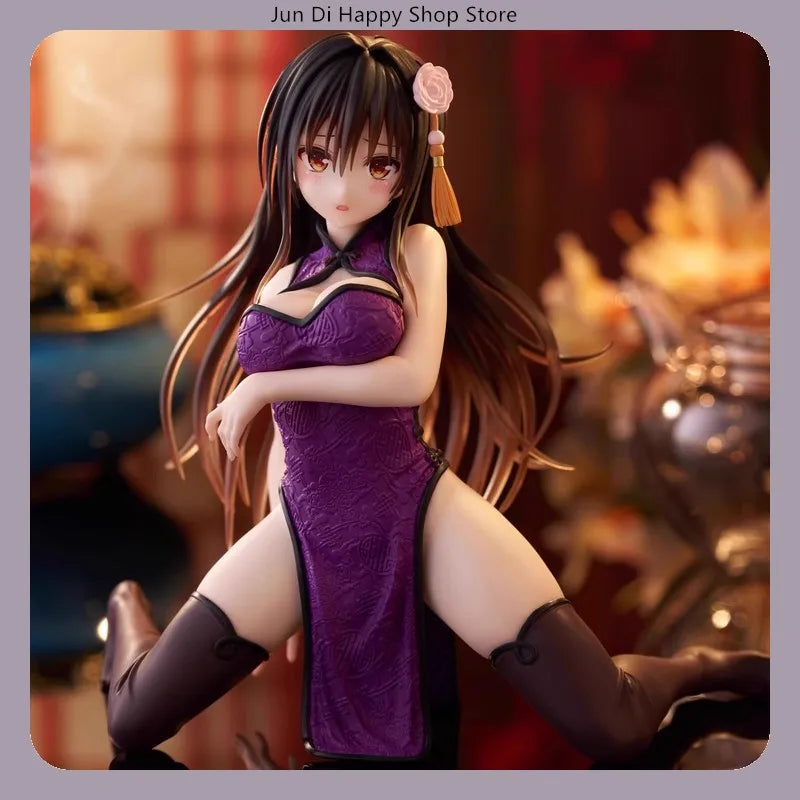 14cm To Love Ru Yui Kotegawa Qipao Dress Kneeling Pose Anime Figure Model Statue Collection Desktop Decoration Ornament Toys