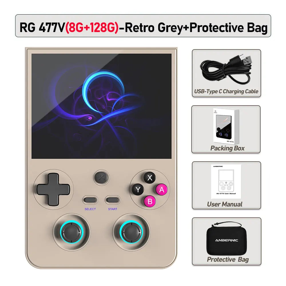 ANBERNIC RG 477V Retro Handheld Game Console 4.7-inch Touchscreen Dimensity 8300 Android 14 WiFi Bluetooth Hall RGB Joystick Ai