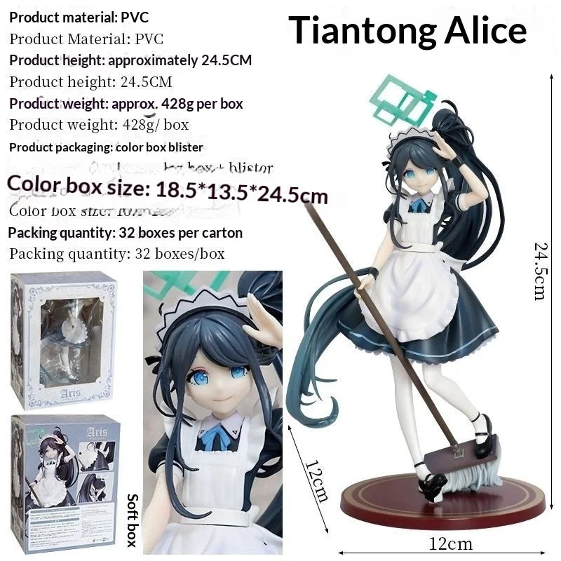 25cm  Cute Alice Tendo Maid Figure Blue Archive Anime Girl in Maid Dress Detailed Collectible Model for Fans Display