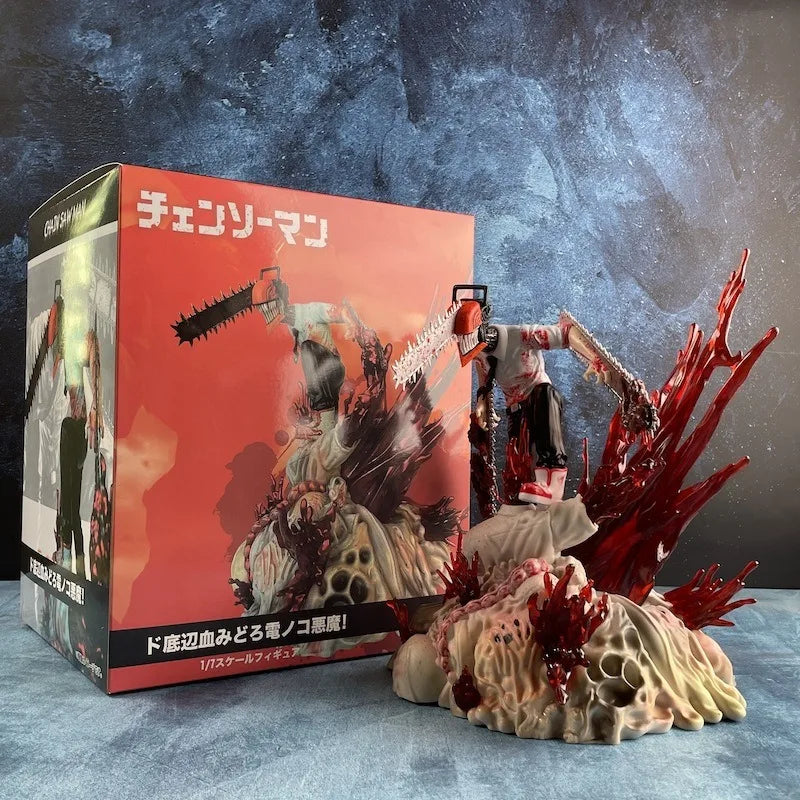 Anime Figure Chainsaw Man Denji Pochita Fit Standing Position Fighting Model Toy PVC Boxed Big Gift Sculpture Ornaments 27CM
