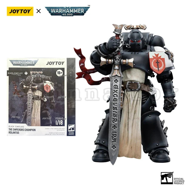 JOYTOY 1/18 Action Figure Black Templars The Emperors Champion Rolantus Re-issue Version Anime Military Model
