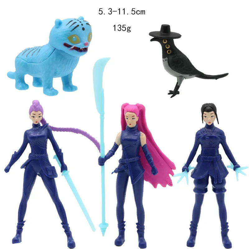 5pcs/set Kpop Demon Hunters Figure K Pop Demon Hunters Figures Huntrix Figures Toy Derpys Tiger Rumi Mira Zoey Sussy Ornament