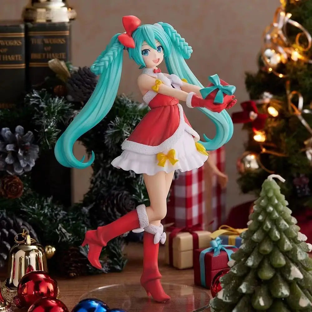 2024 New 22CM Anime Hatsune Miku Christmas attire Kawaii Figure PVC high quality Model Toys Doll Ornaments Christmas Kids Gifts