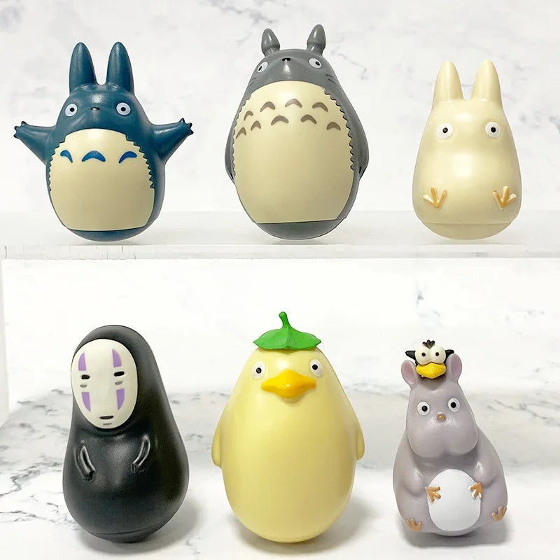 3pcs Vinyl Doll Set Studio Ghibli Tumbler Q Version My Neighbor Totoro No Face Desktop Decor