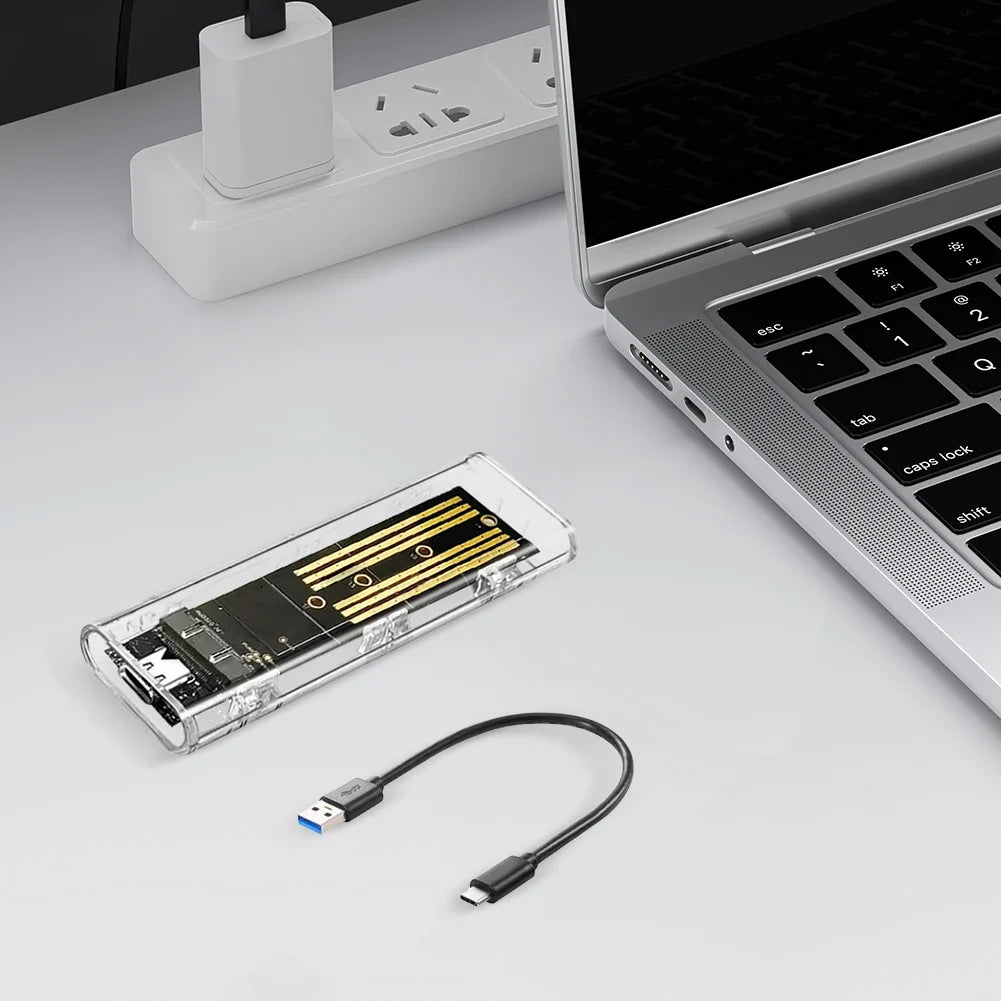 M.2 NGFF SATA Type C USB 3.1 Transparent External SSD Case 10Gbps Hard Disk Case SSD Enclosure for 2230/2242/2260/2280