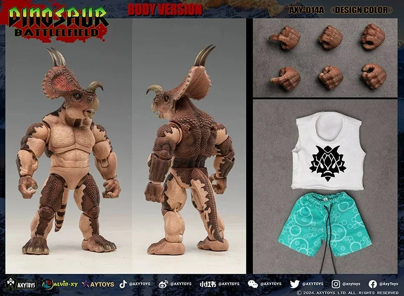 ã€In Stockã€‘Original AXYTOYS AXY-011A AXY-012A AXY-013A AXY-014A Dinosaur Battlefield Horned Dinosaur 1/12 Action Figure Toy Model