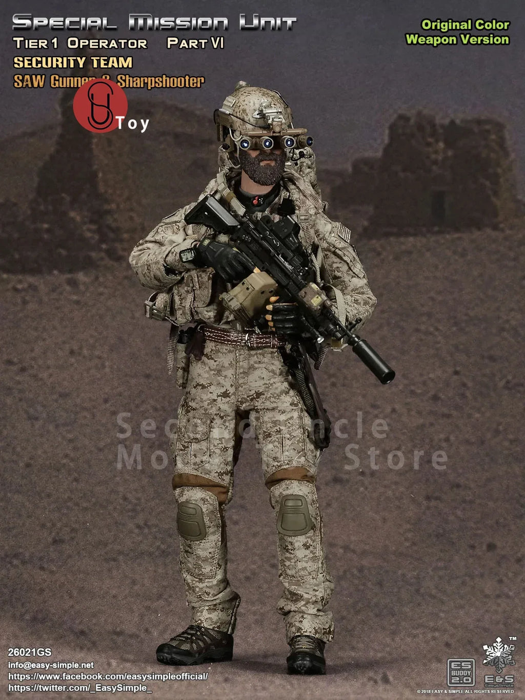 Easy&Simple ES 26021 1/6 SMU Tier-1 Operator Part VI Tandem HALO Jumper Pack Two person figurine Action Figure Model Toys