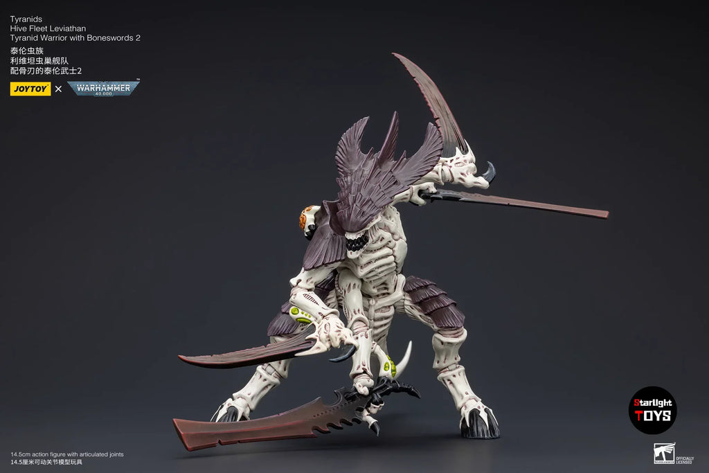 JOYTOY 1/18 Action Figure Warhammer 40K Tyranids Hive Fleet Leviathan Tyranid Warrior with Boneswords 2 Toys Model Gifts