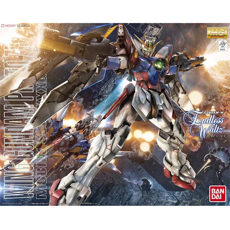 Original Bandai MG 1/100 XXXG-00W0 Wing Proto Zero Gundam Gunpla Echtes Gundam Modellbausatz Actionfiguren Bausatz Spielzeug Geschenke