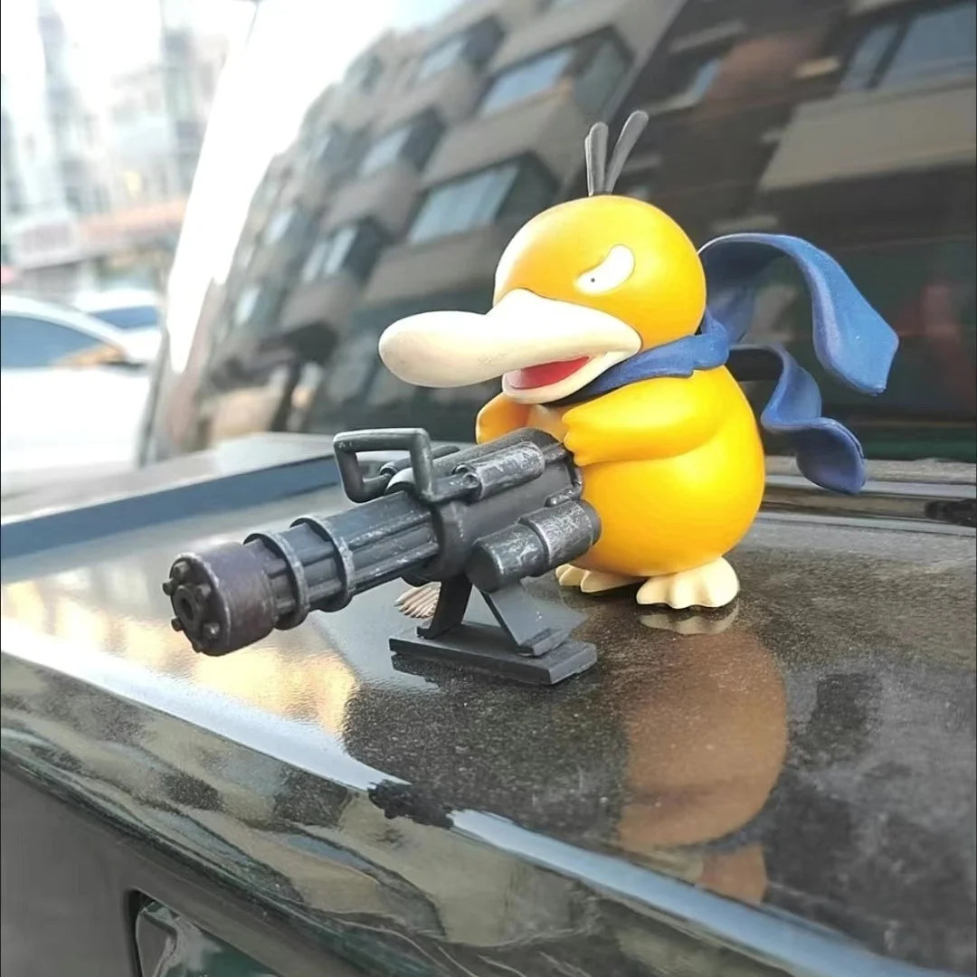 2025 Pokemon Serie Psyduck Gatling Gun Figure Toy Cute Duck Collection Creative Figurine Model Anime Gifts Car Decor Toys