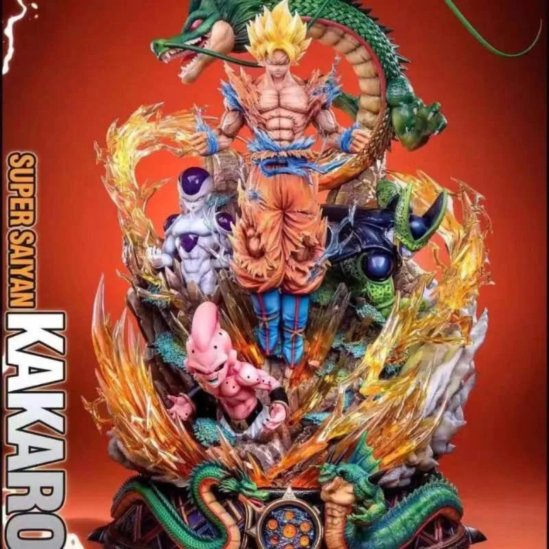 24cm Dragon Ball Figure Son Goku Anime Figurine Super Saiyan Goku Statue Shenron Frieza Buu Cell Models Collectble Toys Gifts