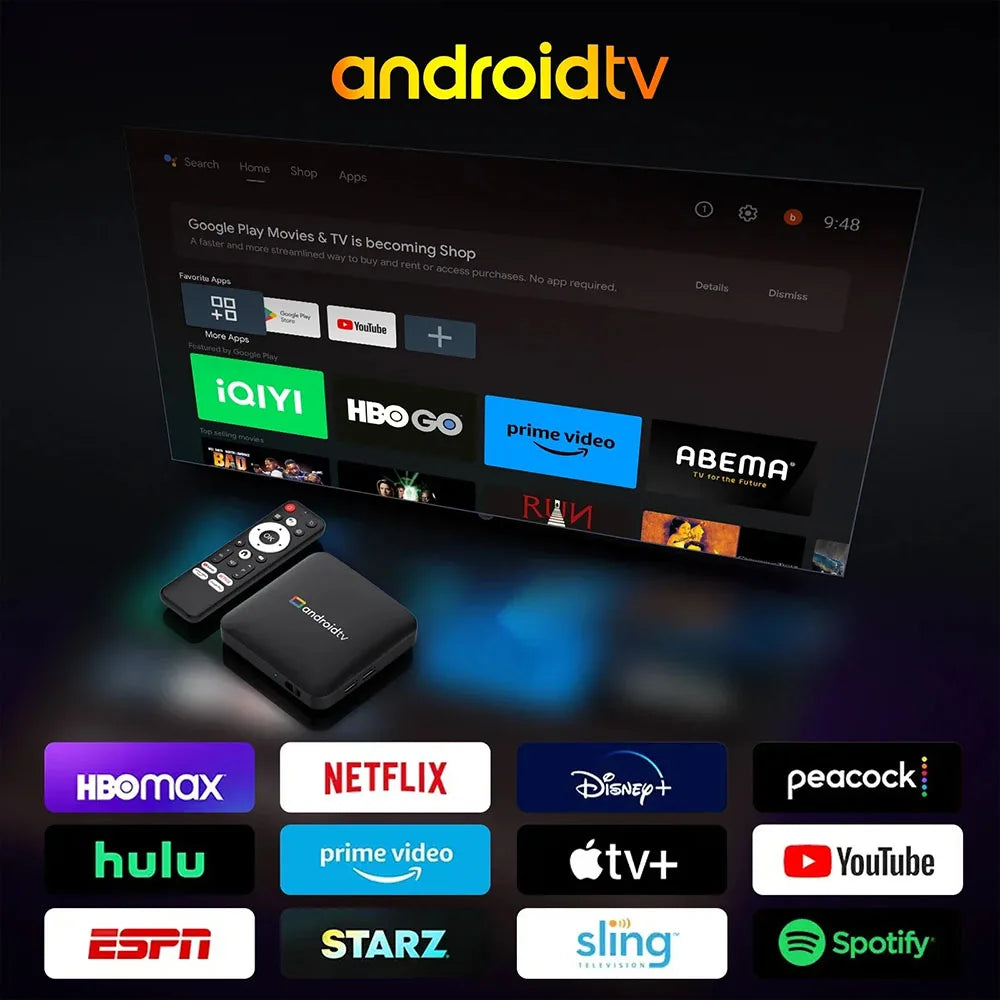 Android14 Smart Home Theater TV Box AllwinnerH313 Google Assistant Netflix Streaming Bluetooth Media Player 2G16G
