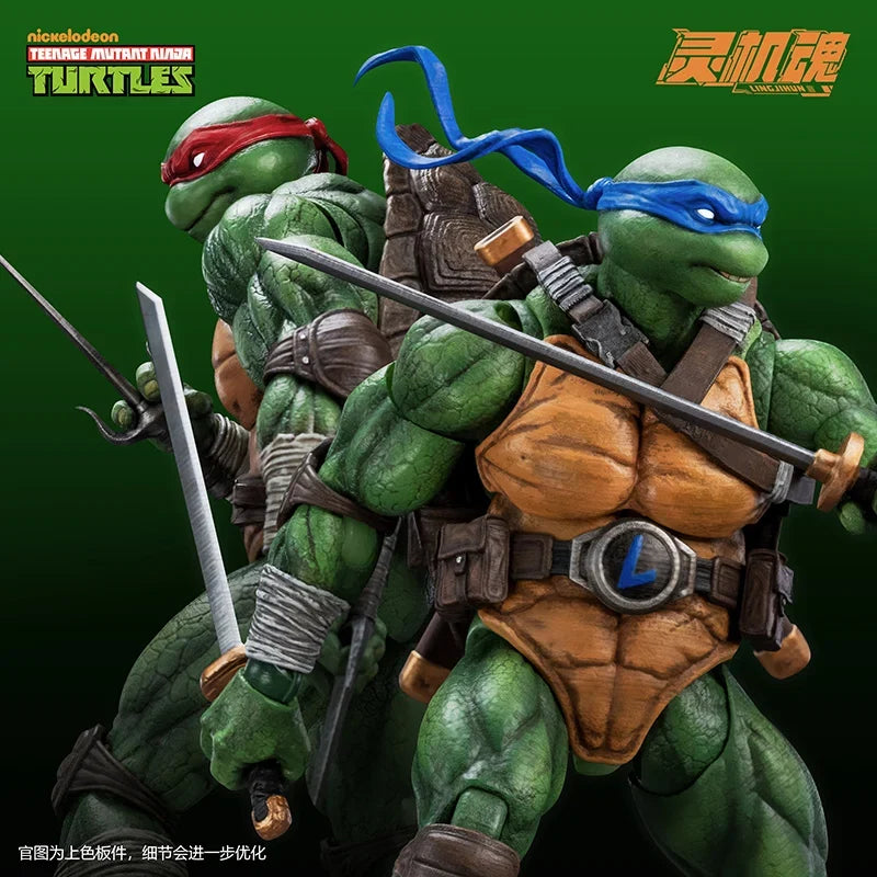 Lingjihun Original Ninja Turtles Raphael Michelangelo Action Figure Finished Product Movable Doll Model Toy Handmade Collect