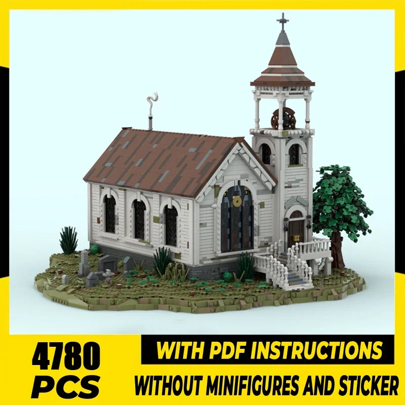 Moc Building Blocks Western Church - Valentine Red Dead Redemption 2 Model Technology Brick DIY Assembly Construction Toy Gifts