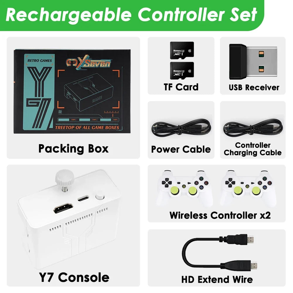 Ampown Y7 Video Game Console Linux System 256G Built 12000 Games Rechargeable Wireless Handle Low Latency Connection Player Gift