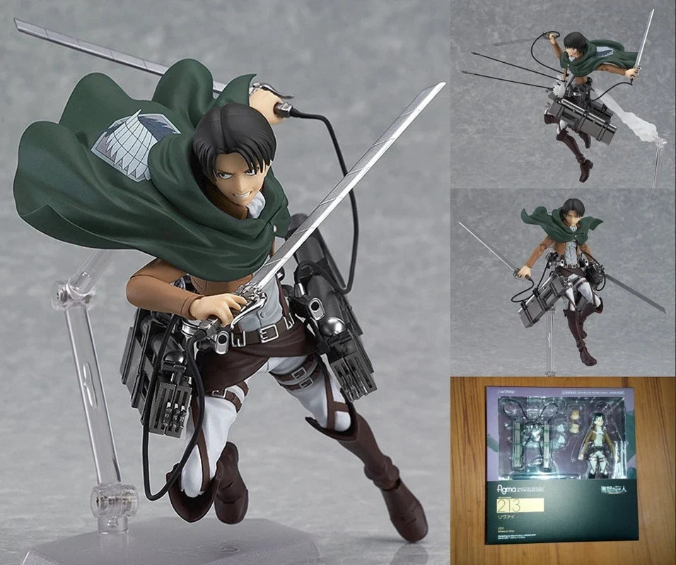 Anime Figure Attack On Titan Levi Ackerman Standing Holding Sword Detachable Model Toy PVC Collection Desktop Ornaments 14CM