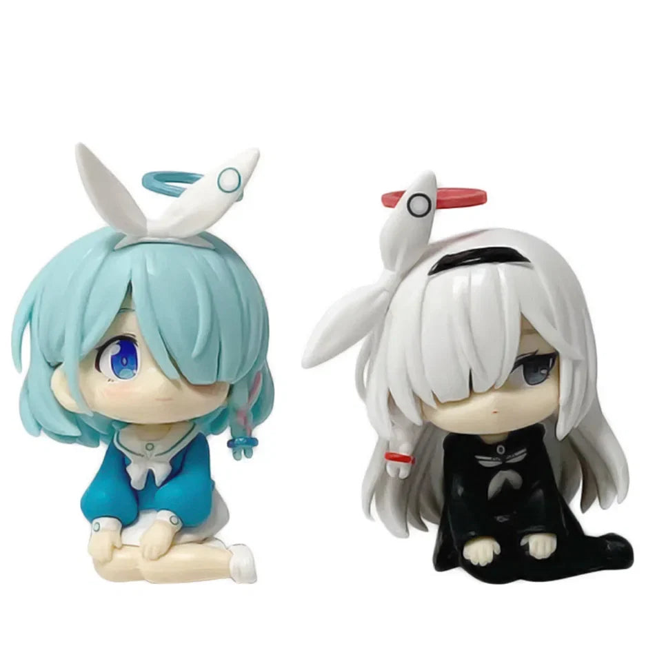 Beautiful Girl 7.5cm Blue Figure Anime Cute Chibi Desktop Standing Pose Animation Model Toy Gift Collection Ornament PVC