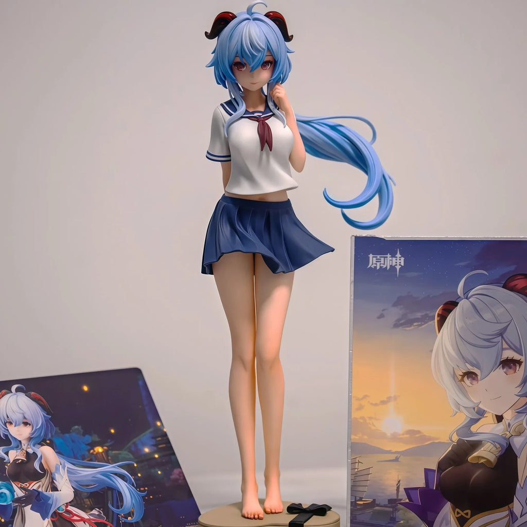 25cm Genshin Impact Figure Ganyu Figures School Uniform Ganyu Girl Figurine Pvc Statue Model Doll Room Ornament Collection Toys