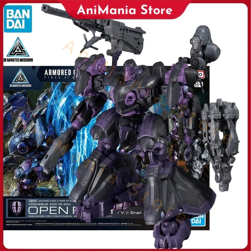Assembly Bandai in Stock Original 30MM ARMORED CORE VI FIRES OF RUBICON ARQUEBUS ADD VE-40A OPEN FAITH Anime Action Figures Toys