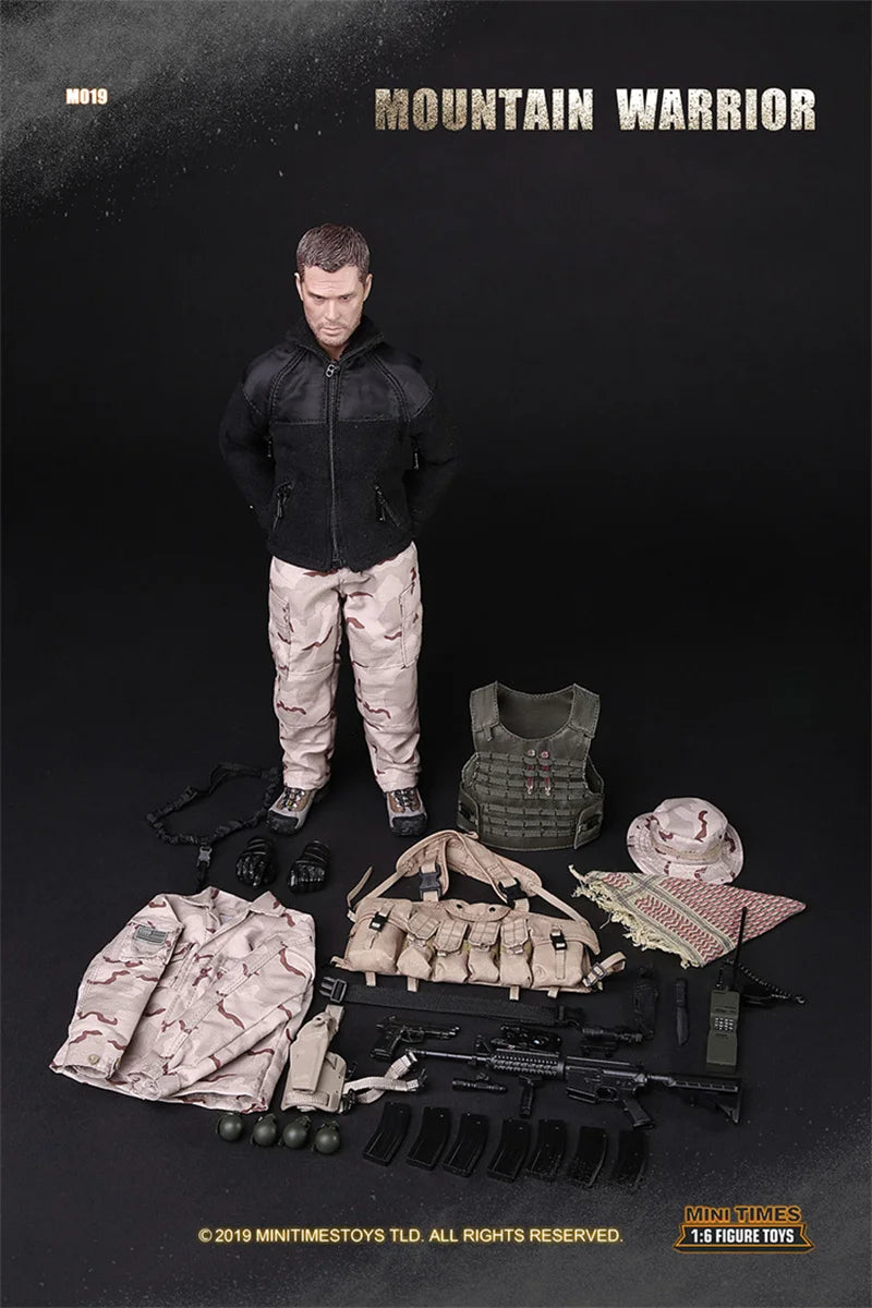 M019 1/6 Male Soldier Special Forces Commando Captain With Tactical Vest Hat Scarf Coat 12'' Action Figure Model Collection