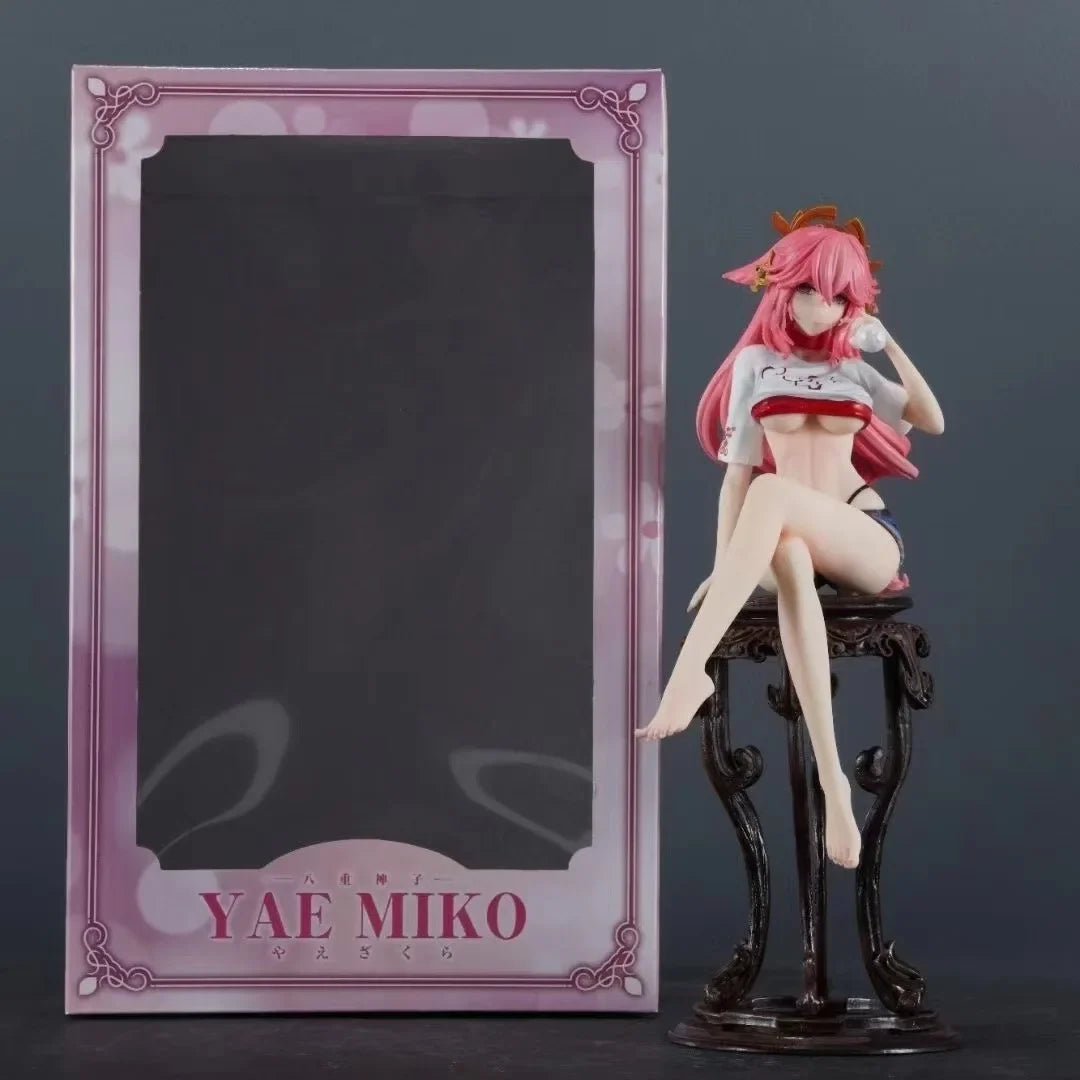 34cm Raiden Shogun Sexy Anime Girl Figure GK Beelzebul Yae Miko Action Figure Ningguang Figurine Collectible Model Doll Toy Gift