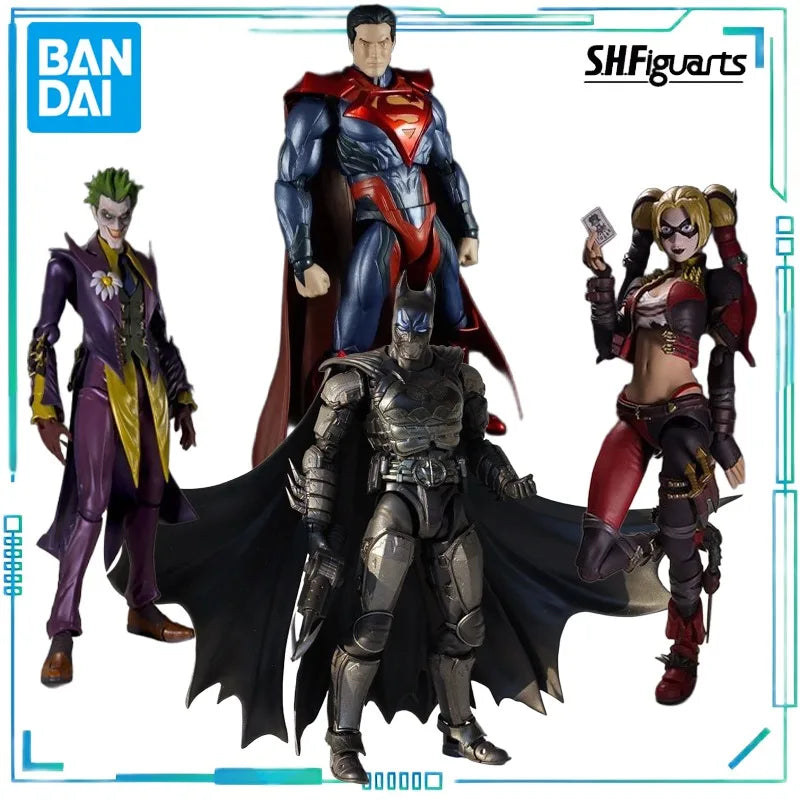 BANDAI Genuine S. H. Figuarts Series Movable Toys Injustice Alliance Ver Superman, Harry Quinn, Joker, Batman Finished Toys Gift