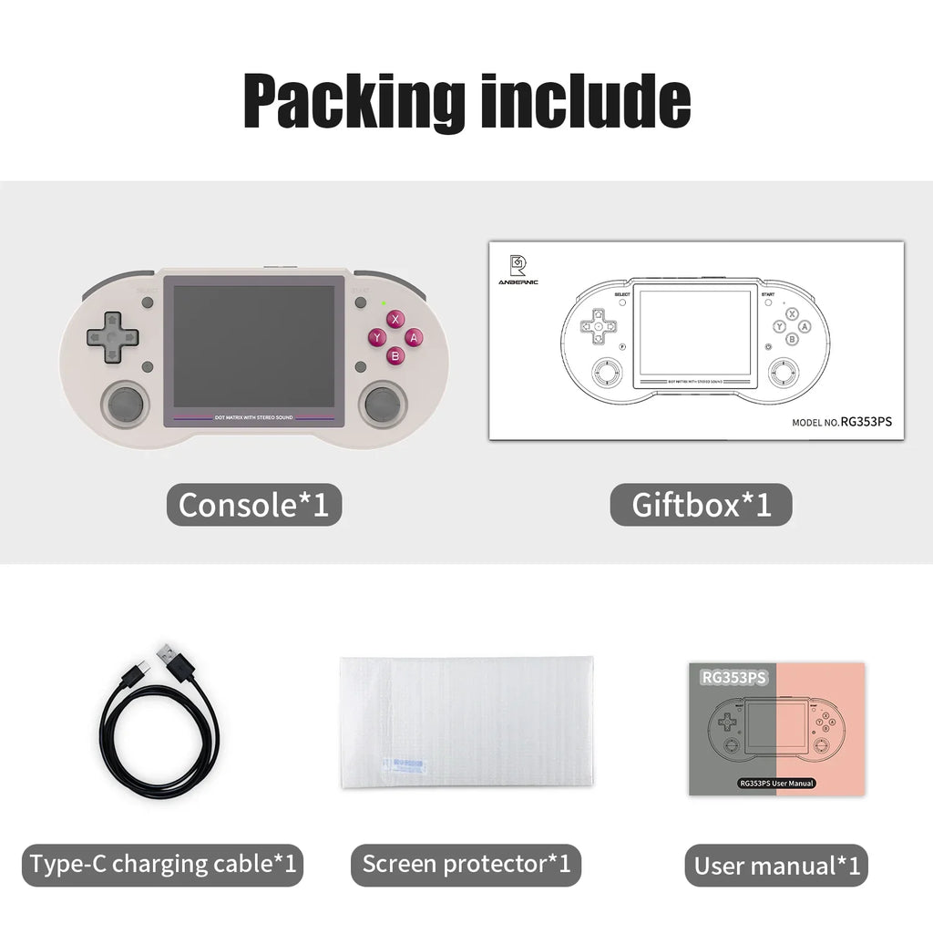ANBERNIC RG353PS Retro Handheld Game Console 3.5'' IPS Screen Linux OS RK3566 64bit Game Player Built in 3500mAh Battery 128G