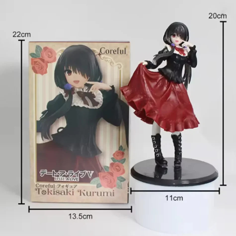 New DATE A LIVE Tokisaki Kurumi Anime Figure Cute Girl Model Toy PVC Black Dress Dress Up Standing Model Car Model Ornaments Toy