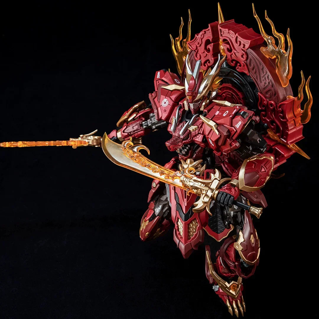 MG 1/100 Flame Dragon Alloy Frame Bausatz Leuchtende Mecha Actionfigur mit Wasserabziehbildern Sammlerstück Spielzeug Deko Geschenk