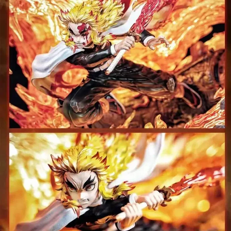 27cm Anime Demon Slayer Gk Figurine Rengoku Kyoujurou Action Figure Fantasy PVC Collection Ornament Model Creative Toys Gifts
