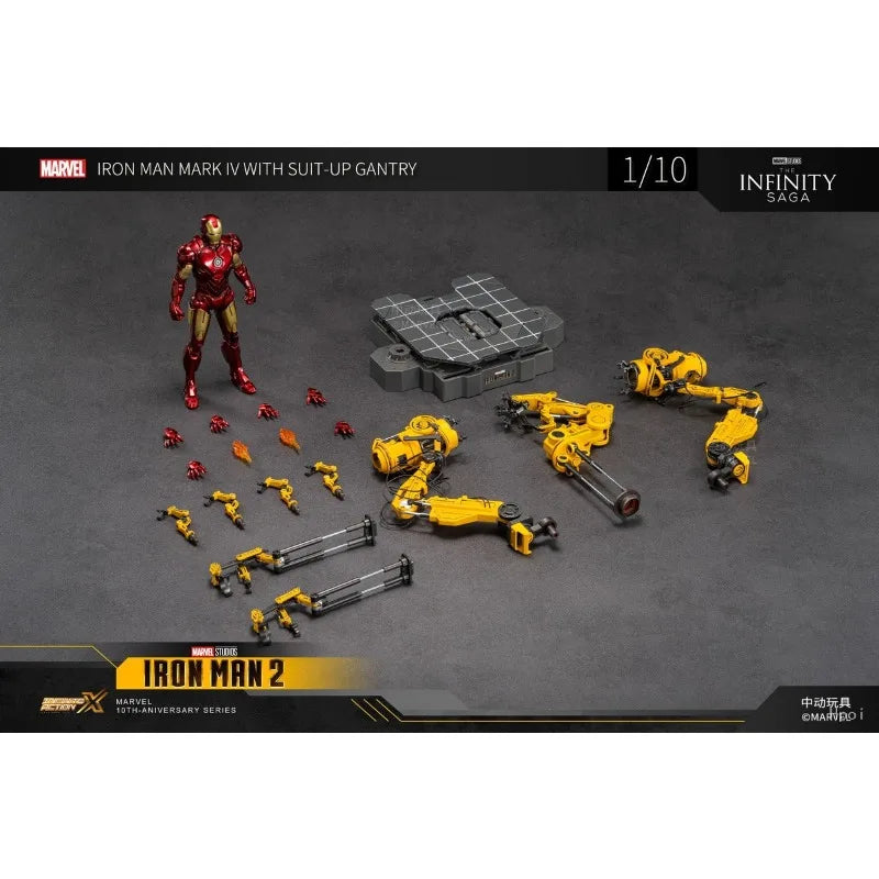 Original ZD TOYS MARVEL Iron Man 2 Iron Man MK4&SUIT-UP GANTRY Anime Figur Spielzeug Modell Sammlung