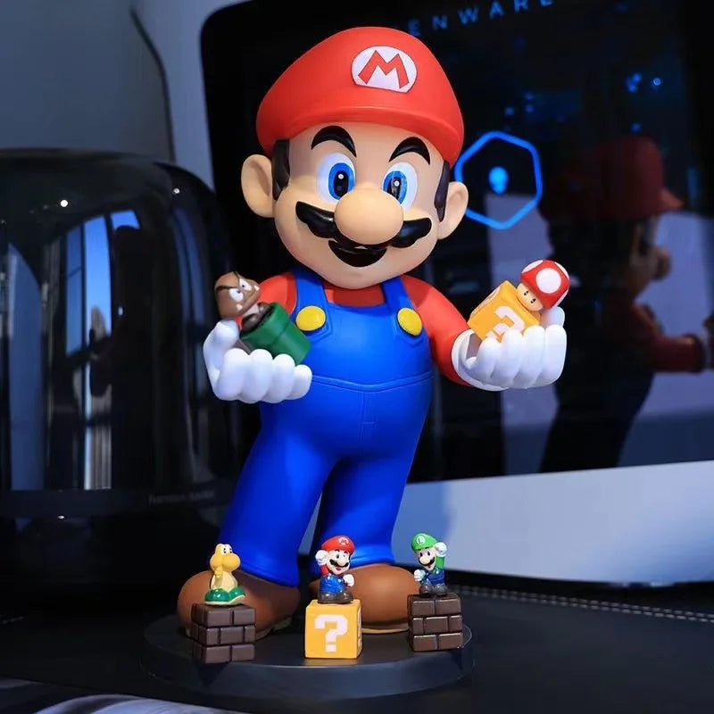 31cm Super Mario Action Figure Toys Game Controller Mobile Phone Holder PVC Model