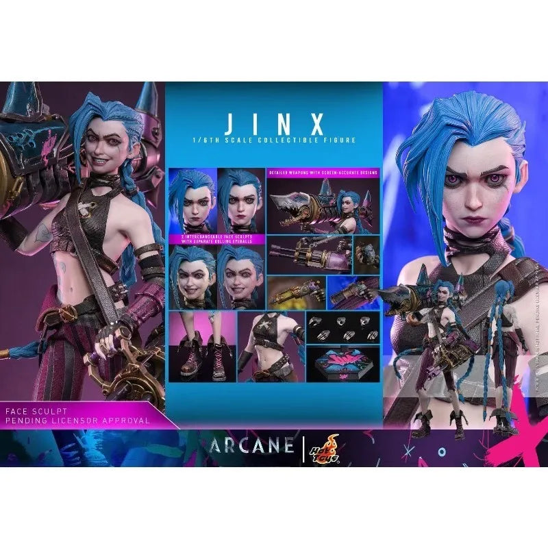 In Stock Hot Toys Jinx 1/6 Scale League of Legends Arcane Season 2 Anime Action Figure Model Doll Toys Hobby Collectible