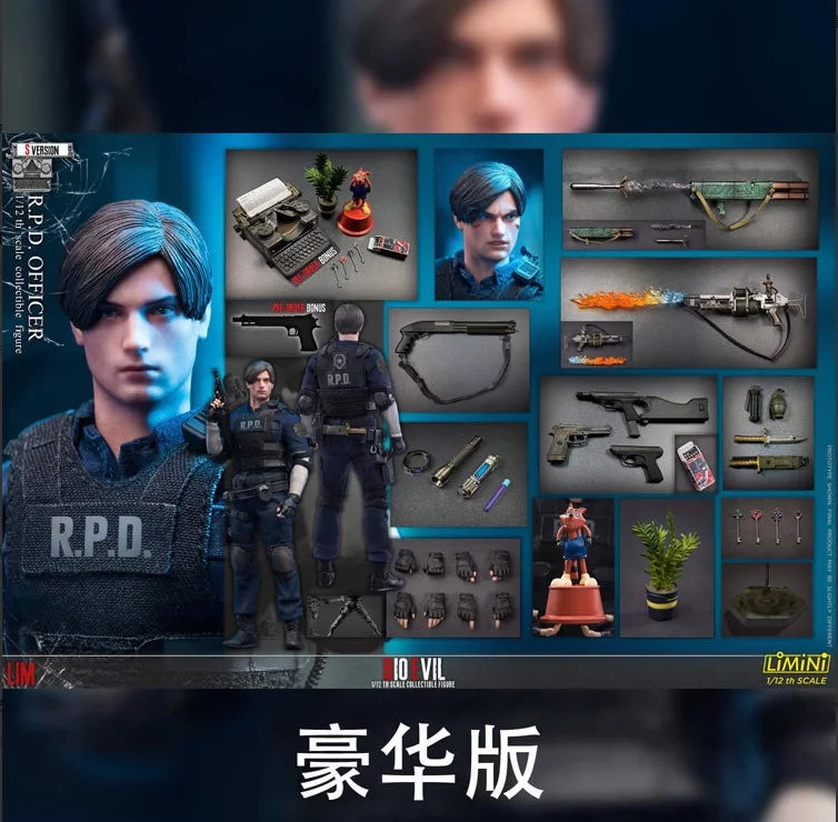 LimToys Resident Evil Leon RPD Officer 1/12 Scale Articulated Action Figure With Deluxe Accessories Collectible For Game Fans