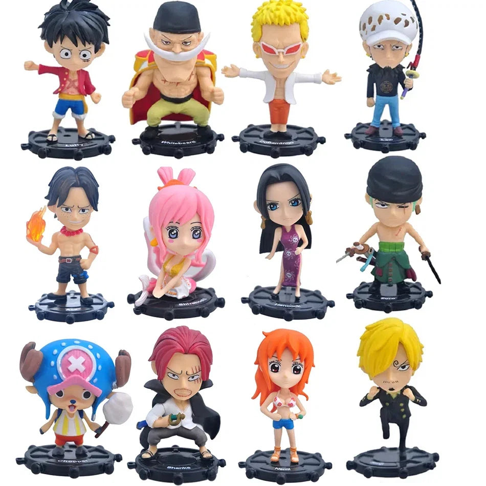 6pcs A B Anime One Piece Q Edition Luffy Ace Choba Handheld Ornament Anime Peripheral Doll Model Desktop Ornament Decoration
