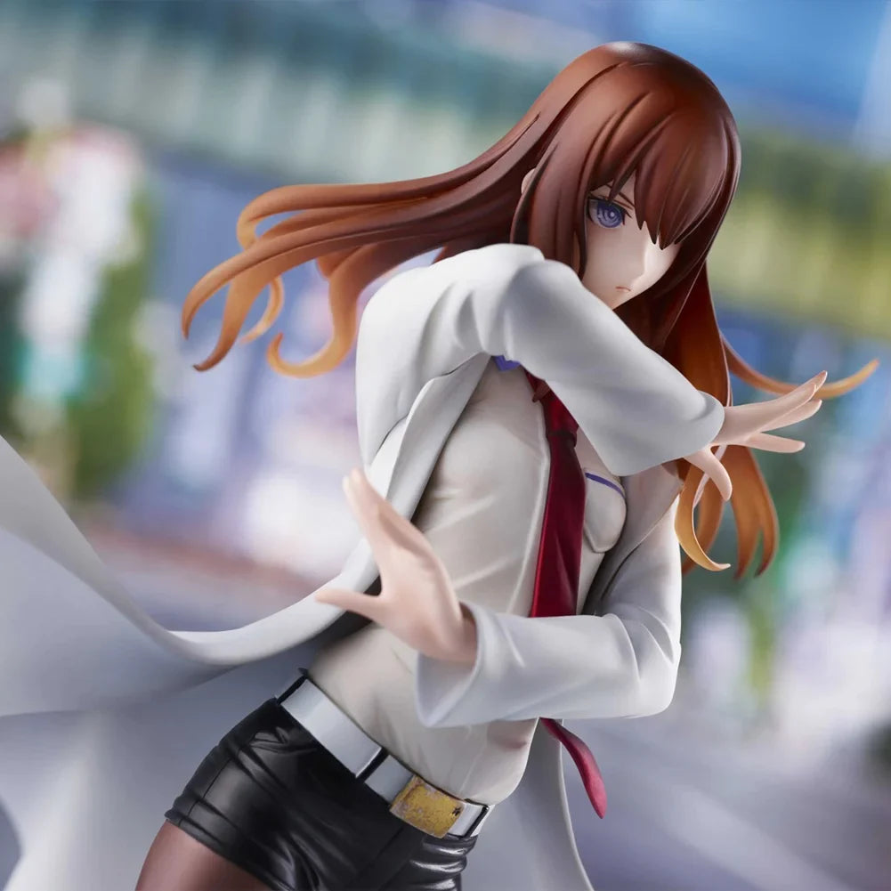 Steins;  Gate Anime Makise Kurisu Figure Kurisu Standing Pose Action Figure White Clothes Model Desktop Orphans Collection Gifts