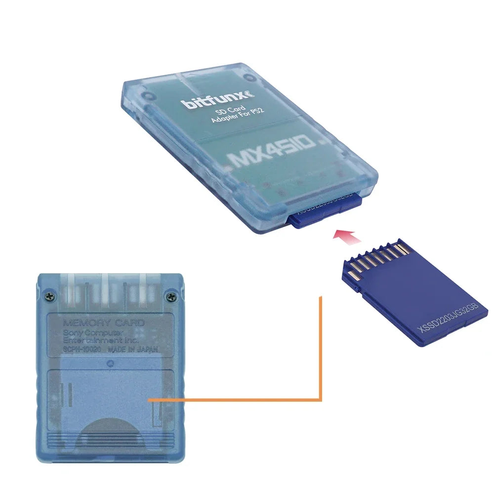 BitFunx MX4SIO SIO2SD TF/SD Card Adapter Program Game Card For PS2 Game Consoles Video Consoles