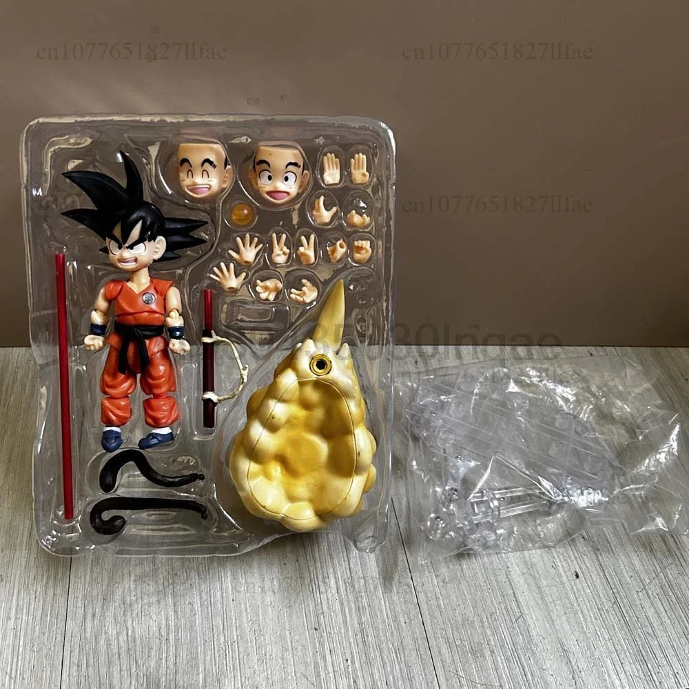 SHF Dragon Ball Z Son Goku Gk Somersault Cloud Son Goku Innocent Challenger Childhood Action Figure Model Toy Bookshelf Ornament
