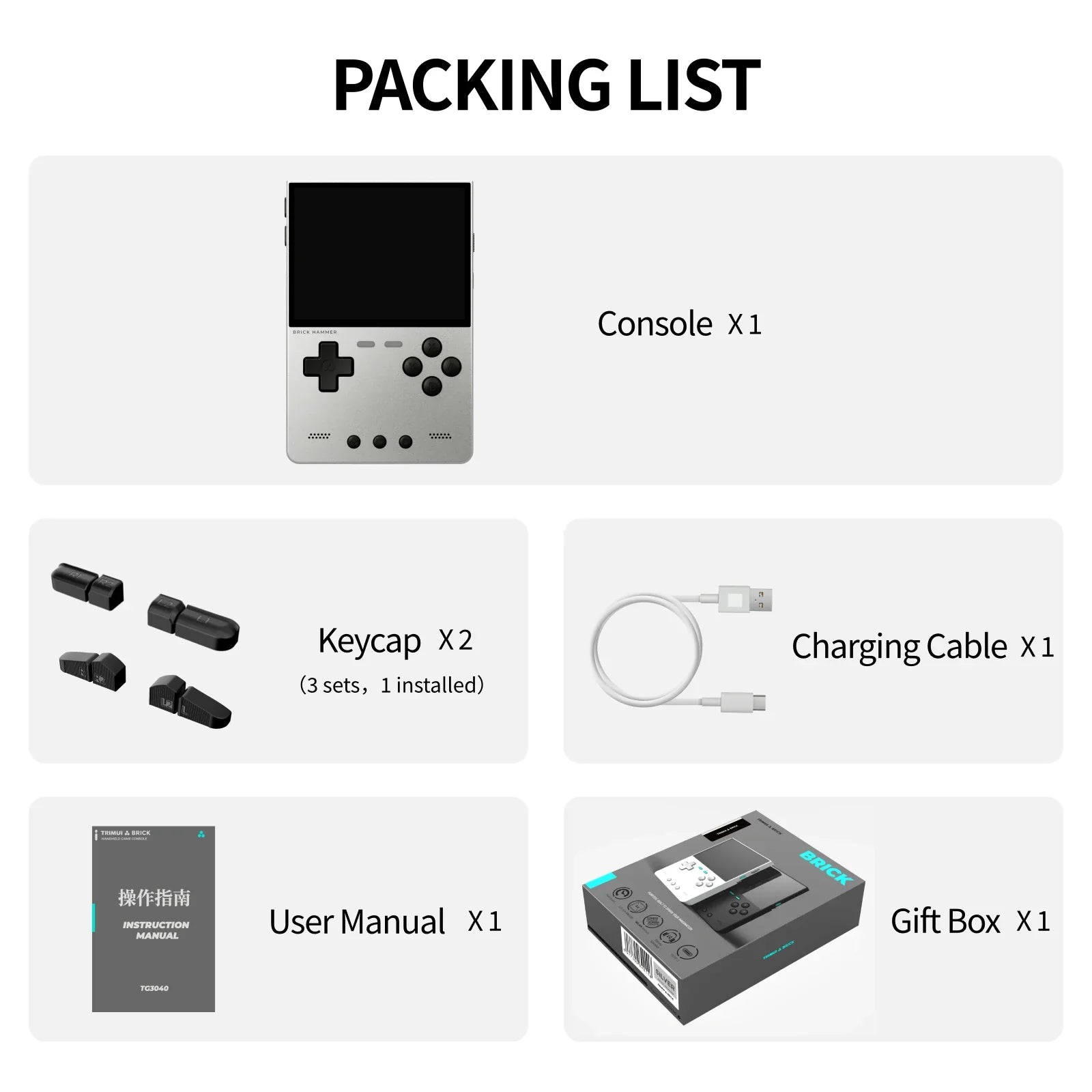 Trimui Brick Hammer Handheld Game Console 3.2 Inch 1024*768 IPS Screen 3000mAh Metal Open Source Retro Game Machine Gifts