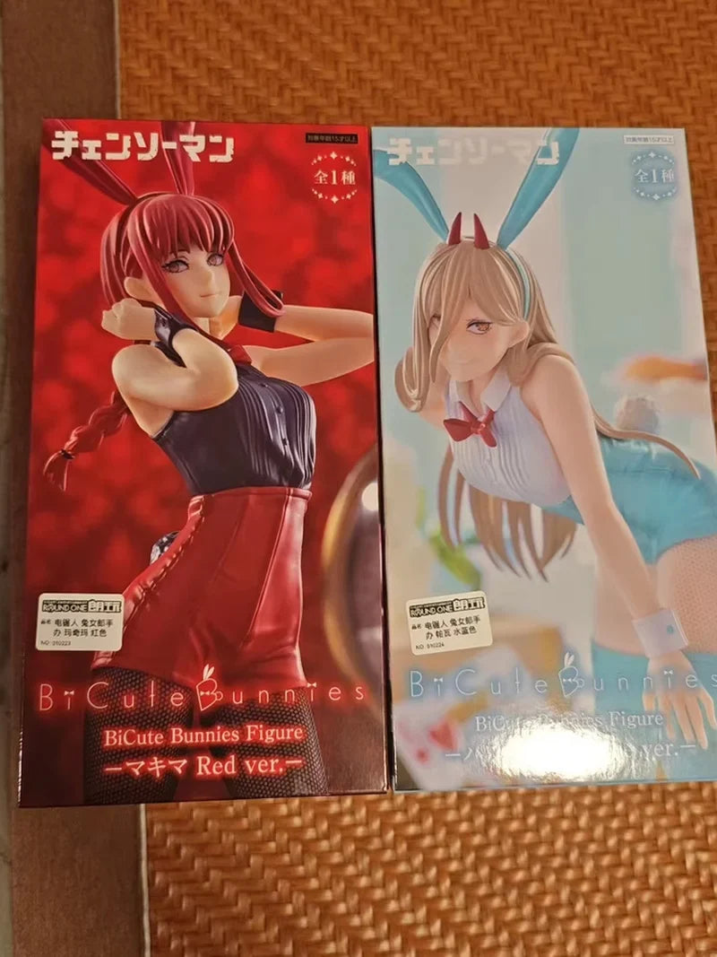 In Stock Genuine Furyu Chainsaw Man Bicute Bunnies Makima Red Bunny Power Blue Version Pvc Model Anime Collectibles Figure Toys