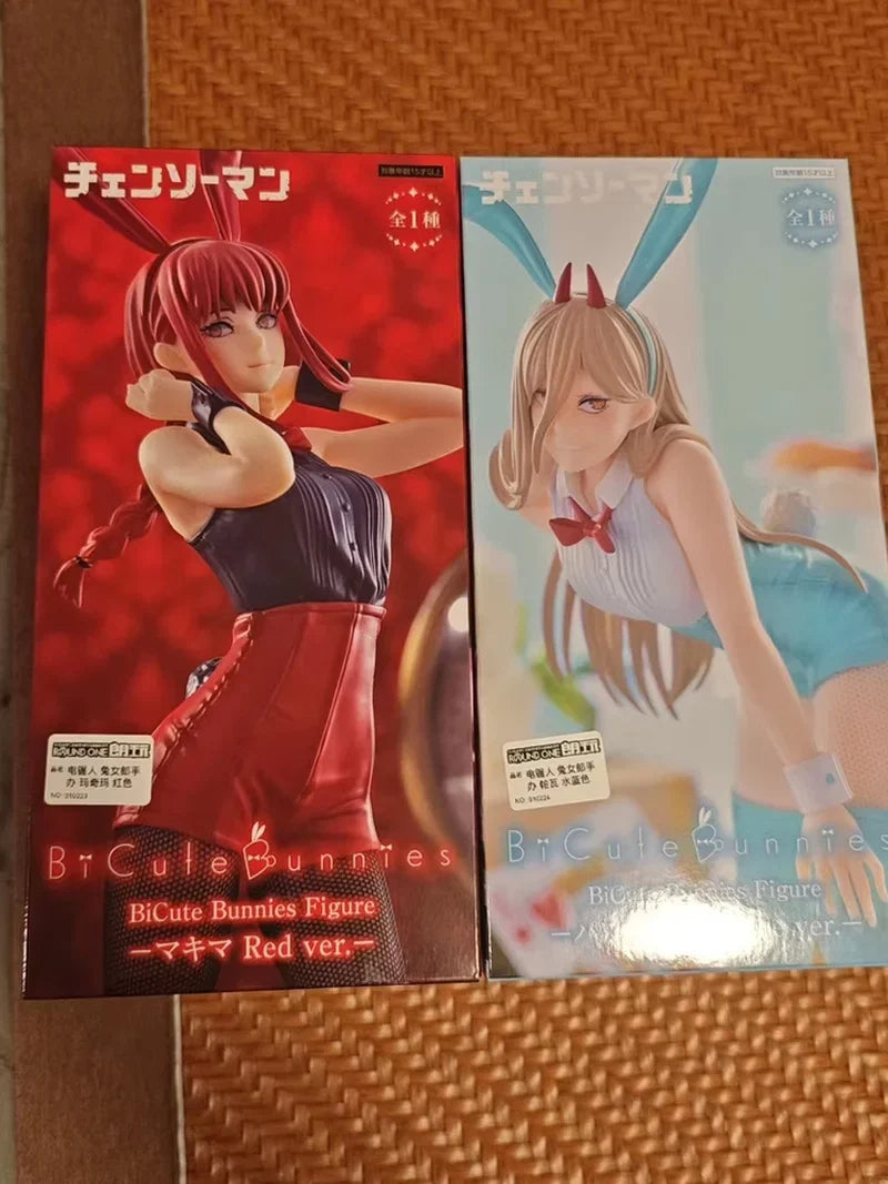 In Stock Genuine Furyu Chainsaw Man Bicute Bunnies Makima Red Bunny Power Blue Version Pvc Model Anime Collectibles Figure Toys