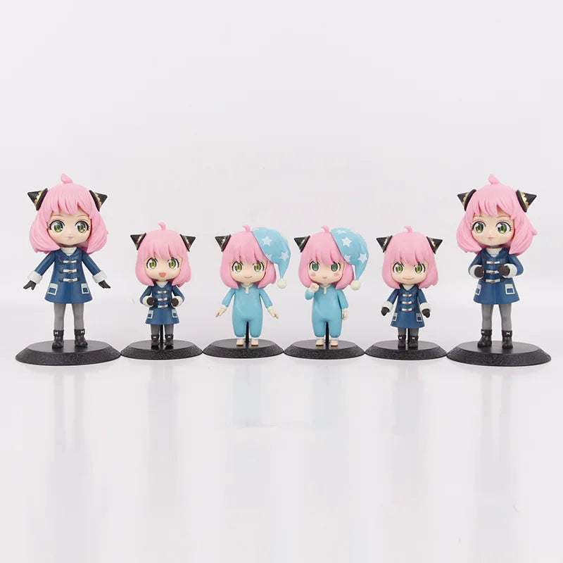 1pc random color 10-14cm PVC Action Figure, Spy-themed Ania School Uniform/Sleepwear version Q version Collectible Figure