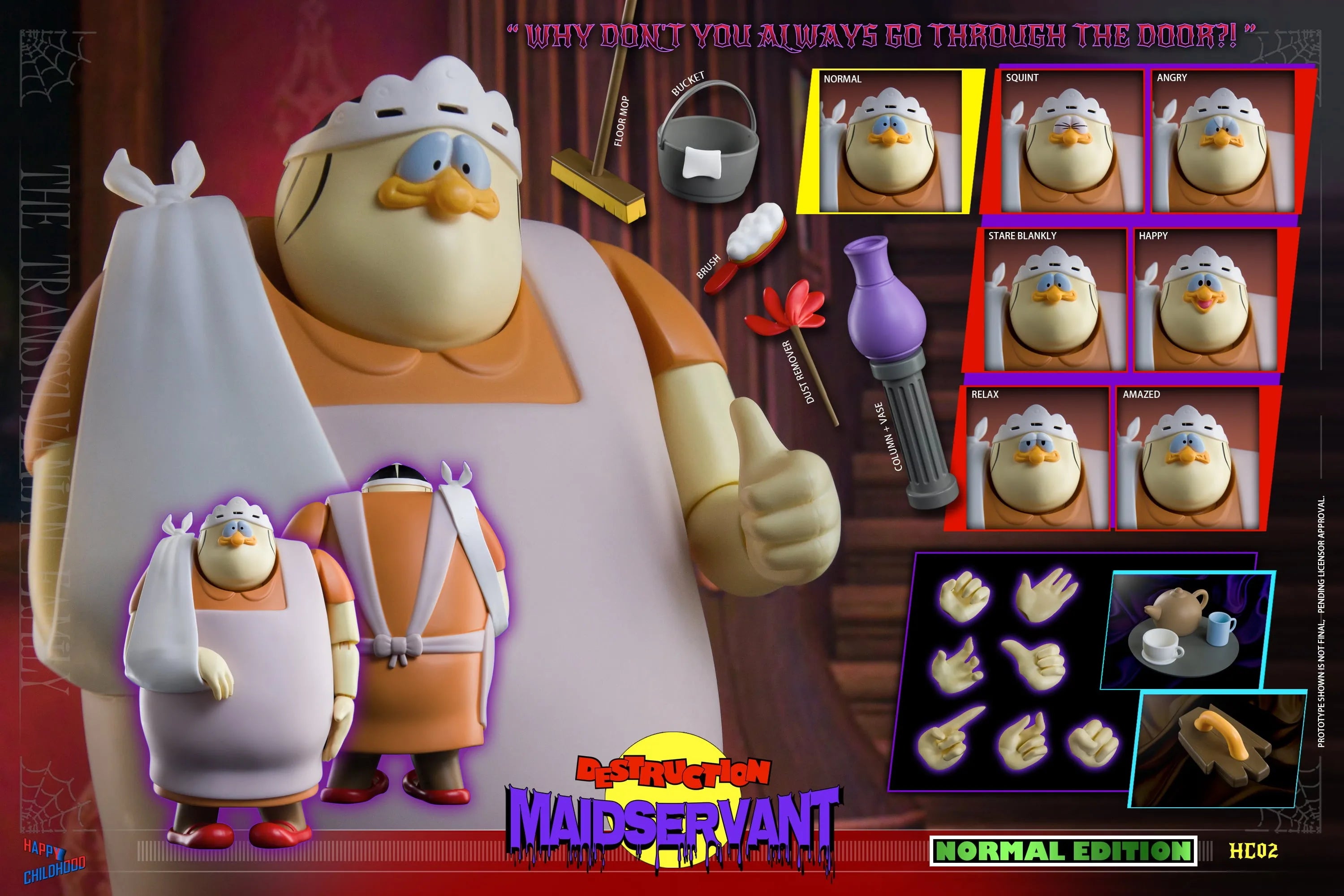 Happy Childhood Anime Toy Destruction Maid Count Duckula Nanni NewHC01 Vegetarian Count 1/12 12cm Figure Model Collectible Toys
