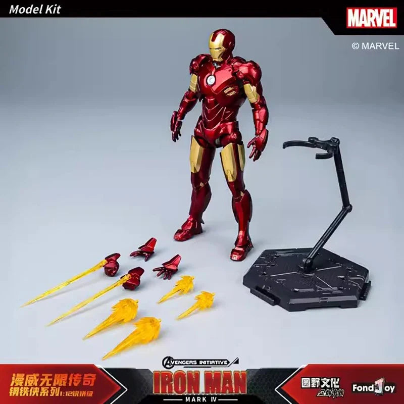 Fondjoy Marvel Iron Man MK1 Assemble Toy ABS Material First Generation Iron Man 1/12 Action Figures Toy Birthday Gifts for Boys