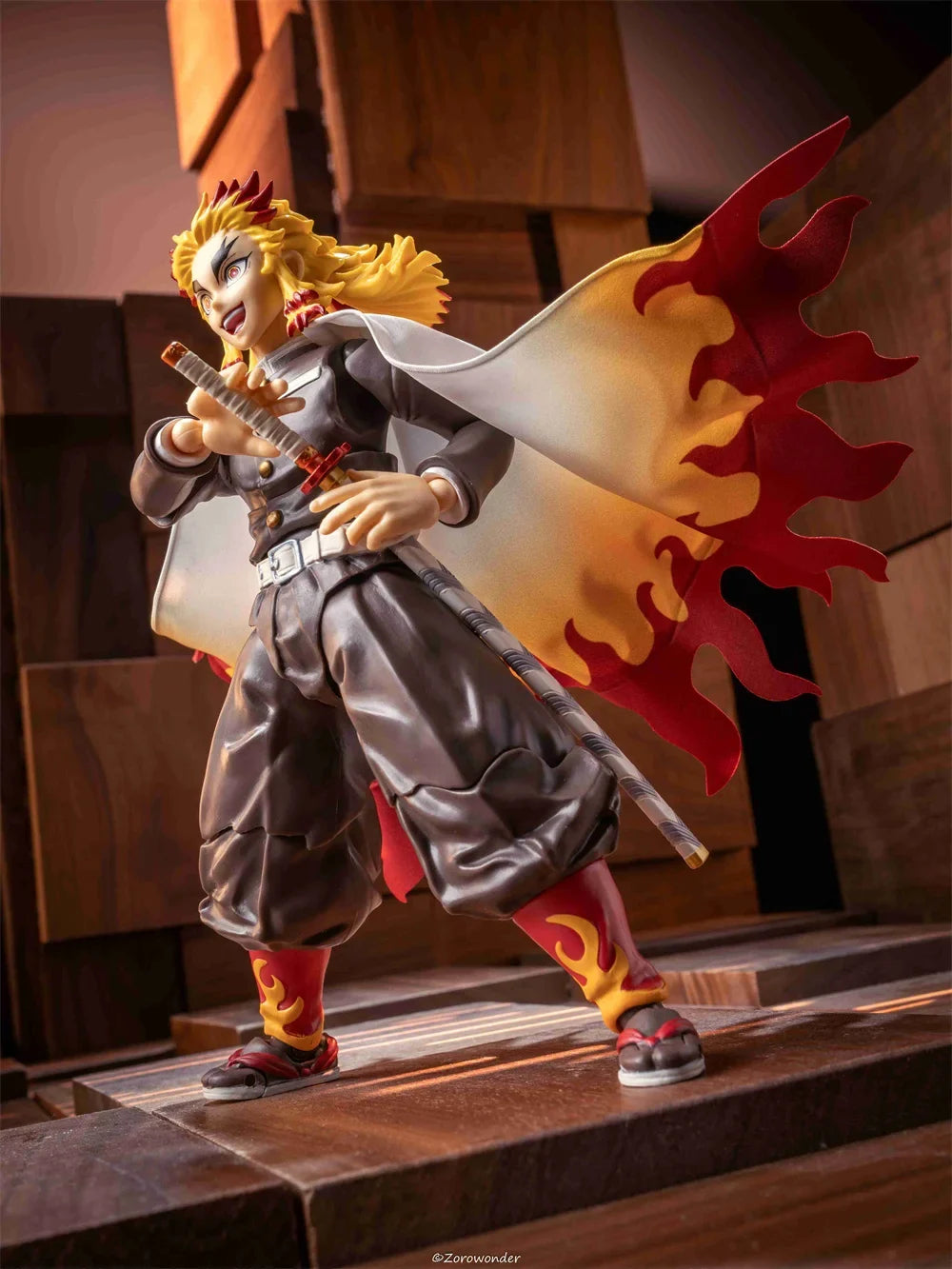 Demon Slayer 1/12 Male Soldier Anime BUZZmod Kyojuro Rengoku Flame Hashira Cape Cloak  For 6in Action Figure Model Toys