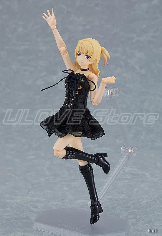 Original Max Factory Figma#581a Figma#581b Black Tight Dress Fur Coat / Black Tight Dress Action Figures Model