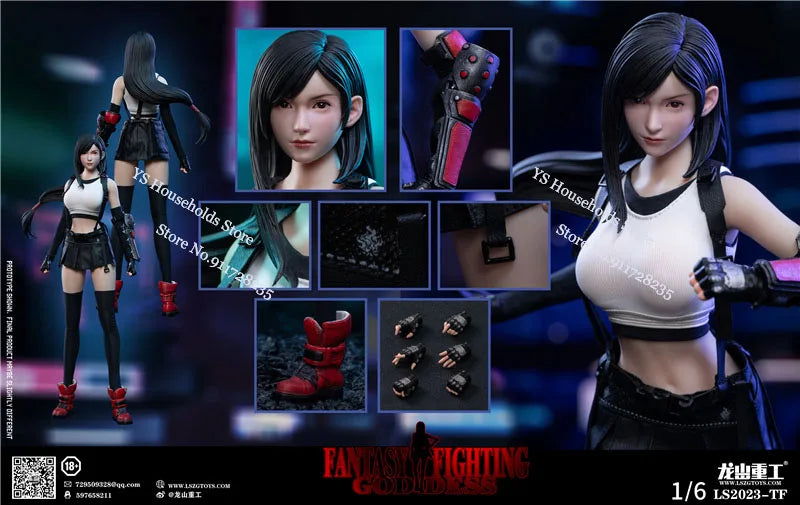 LS2023-TF 1/6 Goddess of Fighting Girl Tifa Action Figure Game Series Cool Handsome Soldier 12" Full Set Figurine Gifts Collects
