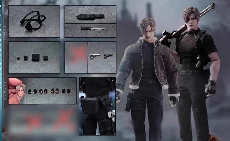 Biohazard Leon S. Kennedy Leon The Cleaner 1:12 Actionfigur Schreibtisch-Dekoration Geburtstagsgeschenk Modell Geschenk für Fans